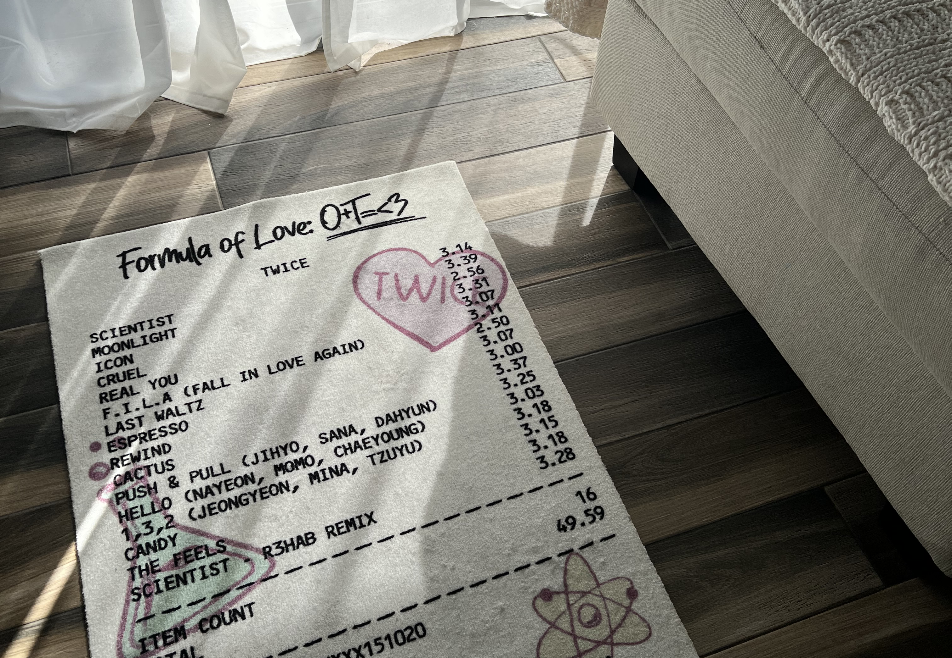 TWICE K-Pop Receipt Rug