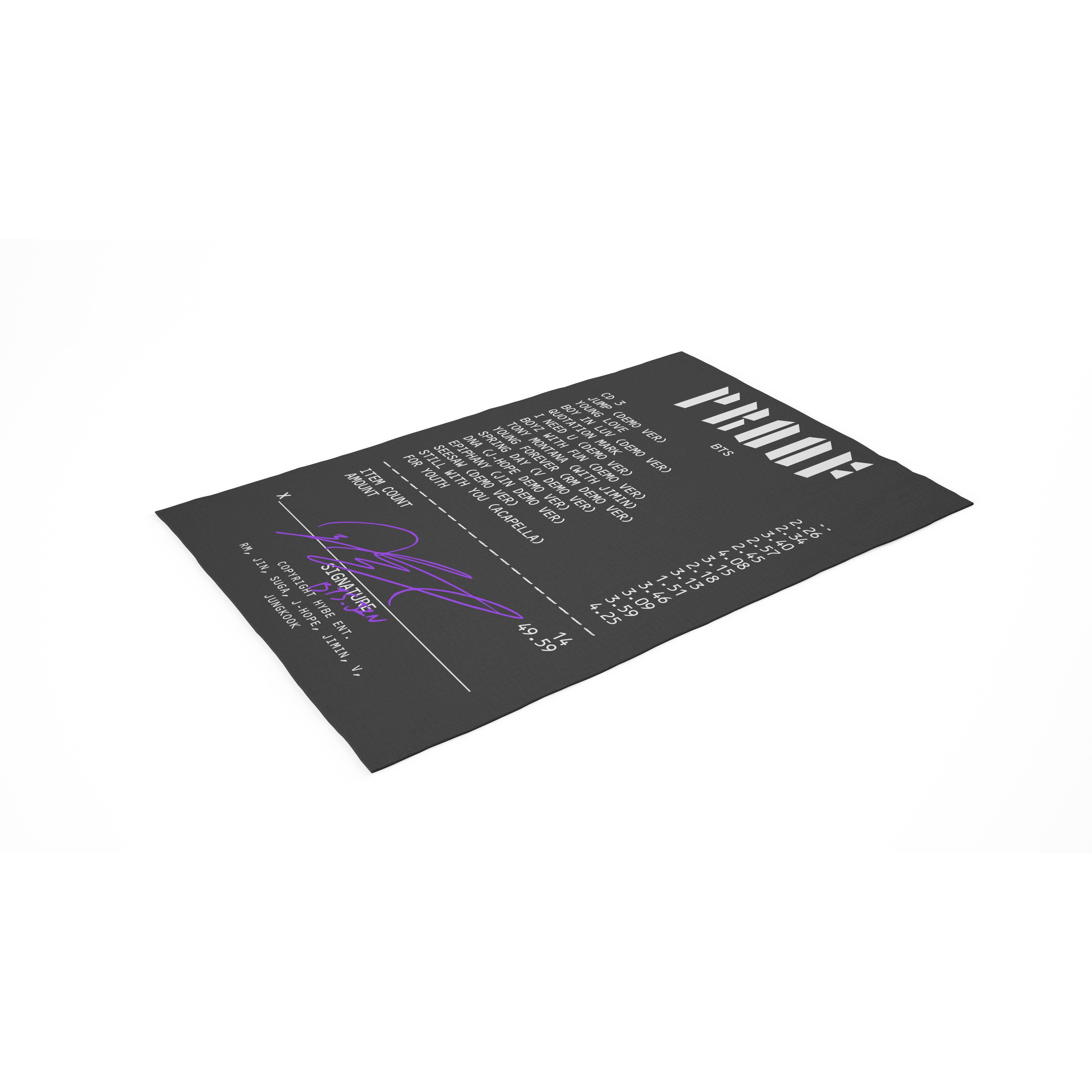 (LUCKY DRAW) BTS "PROOF" RECEIPT RUG